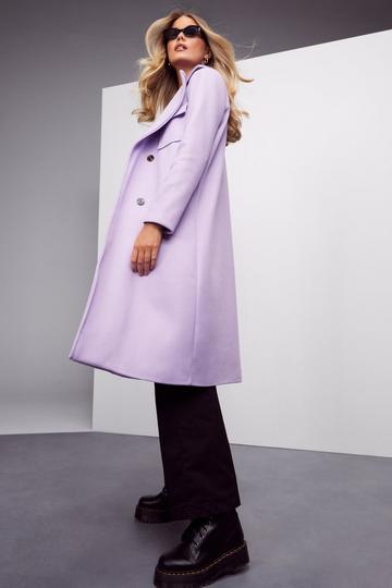 Lilac Purple Pocket Detail Wool Look Coat