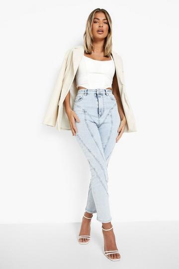 Light Brown Sculpting Seam Detail Skinny Jeans