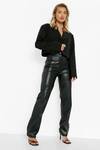 Wide Leg Croc Leather Look Trousers
