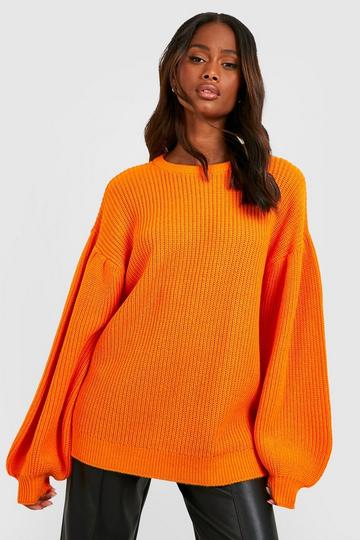 Balloon Sleeve Sweater orange