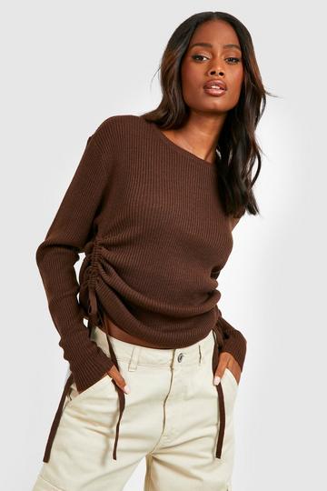 Ruched Side Sweater chocolate