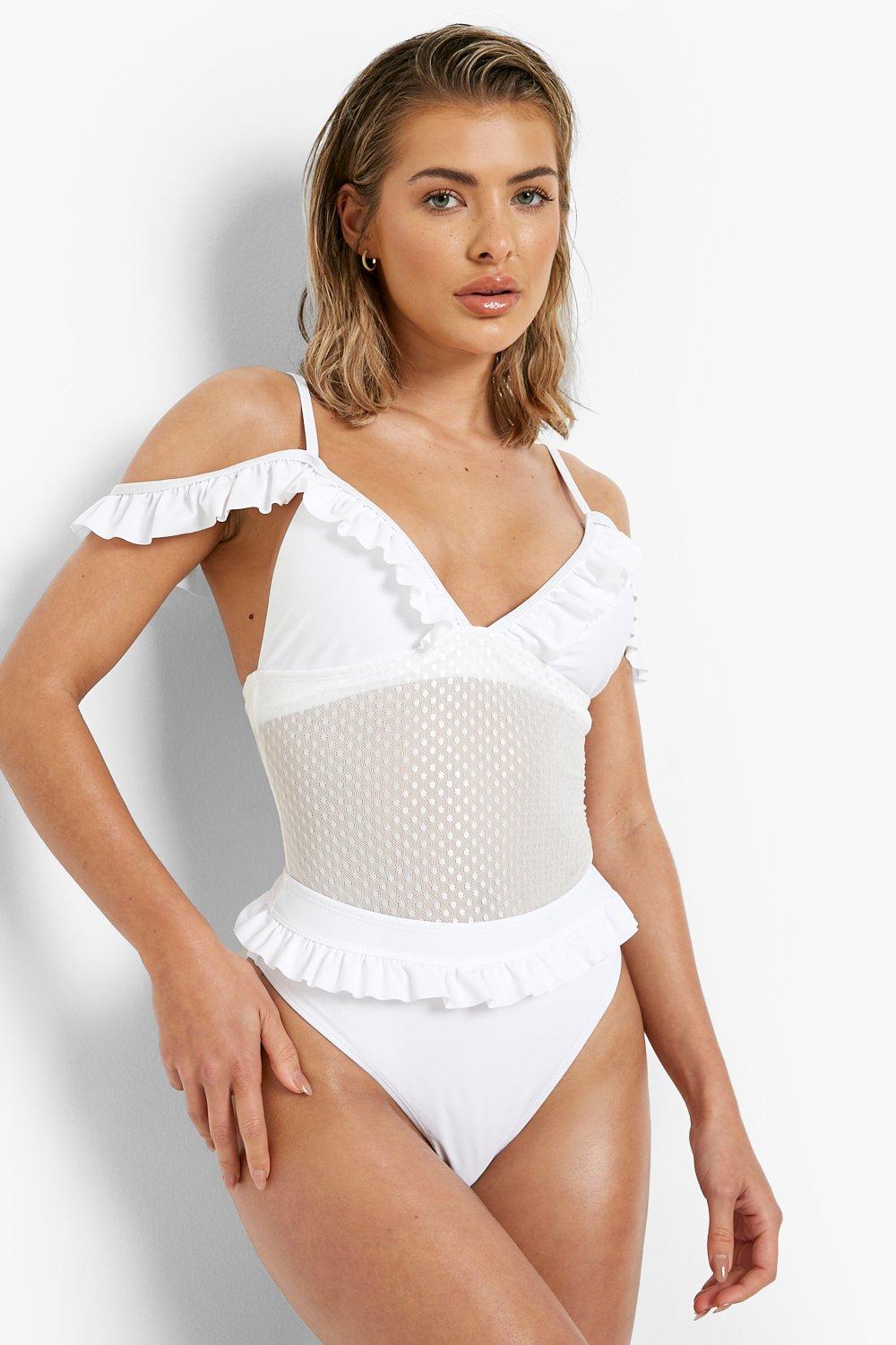 white frill swimsuit