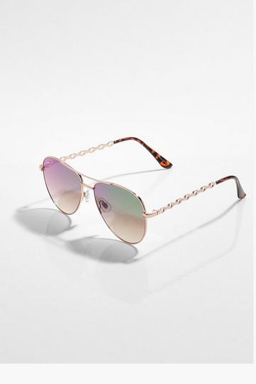 Chain Detail Aviator Sunglasses multi