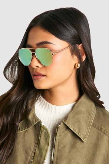 Chain Detail Aviator Sunglasses multi