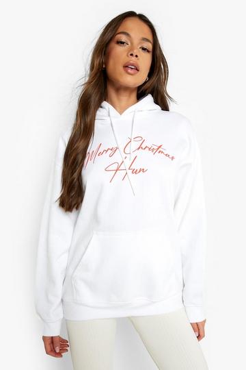 Merry Christmas Hun Oversized Hoodie white