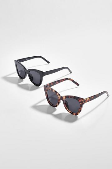 Chunky Oversized Frame Sunglasses 2 Pack multi