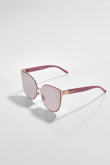 Metallic Rose Gold Oversized Retro Sunglasses