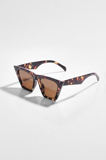Tort Oversized Square Cat Eye Sunglasses brown