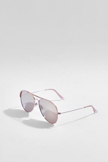 Metallic Rose Gold Lens Aviator Sunglasses
