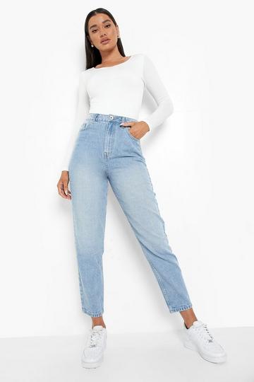 Light Brown Basics High Waisted Slim Fit Ankle Grazer Jeans