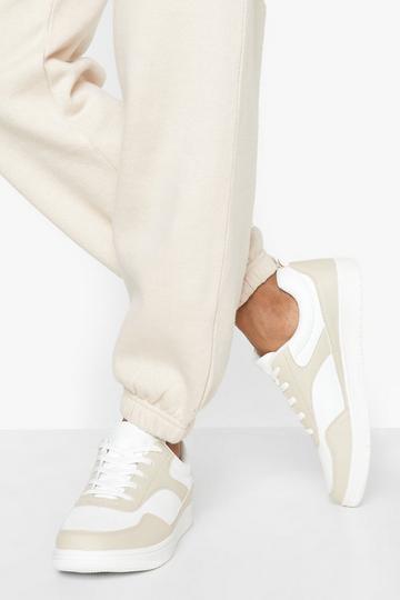 Contrast Panelled Low Top Sneakers beige