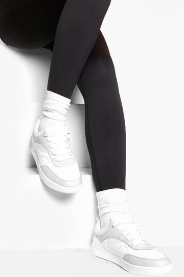 Contrast Mesh Panelled Low Top Trainer grey