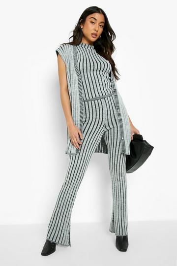 Oversized Slouchy Knitted Waistcoat Co-ord black