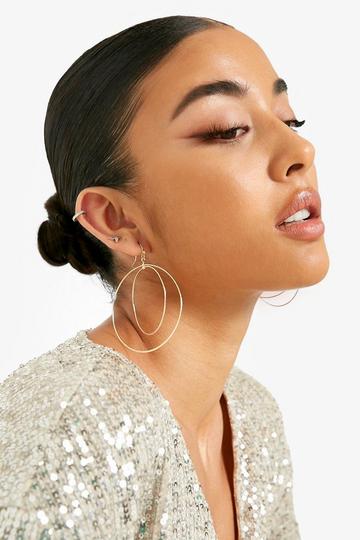Gold Metallic Simple Double Circle Earrings