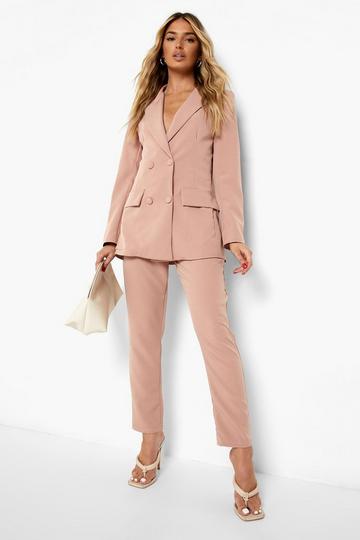 Nude Self Fabric Belted Dress Pants