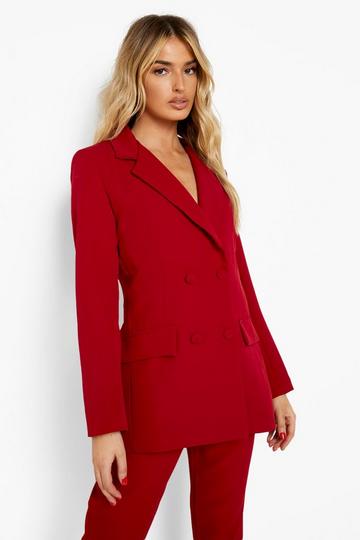 Double Breasted Tailored Blazer berry
