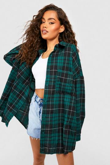 Oversized Checked Shirt green