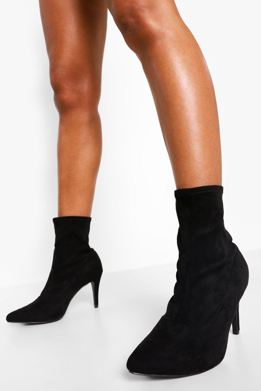 black heeled boots boohoo