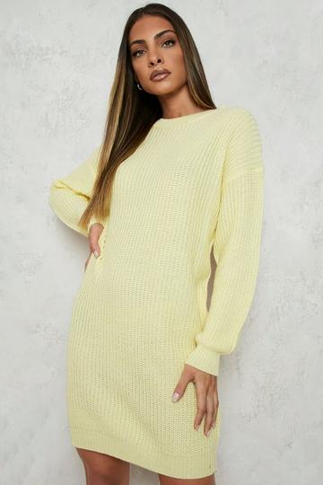 Crew Neck Sweater Dress lemon