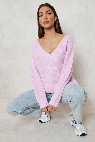 V Neck Jumper bright lilac