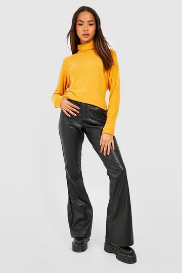 Mustard Yellow Turtle Neck Knitted Ribbed Top