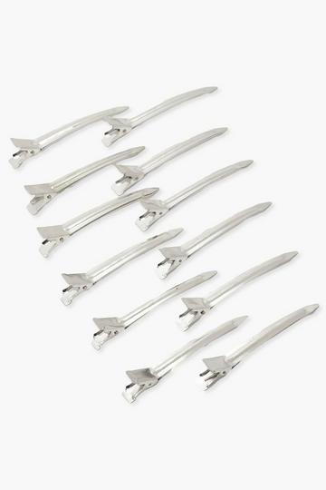 12 Pack Section Pin Curl Clips silver