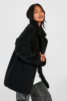 Women's Longline Teddy Faux Fur Jacket