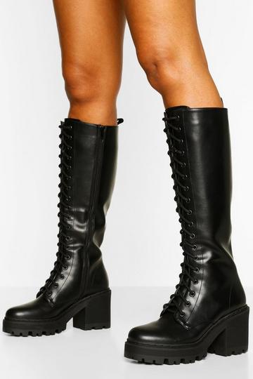 Black chunky heels | boohoo UK