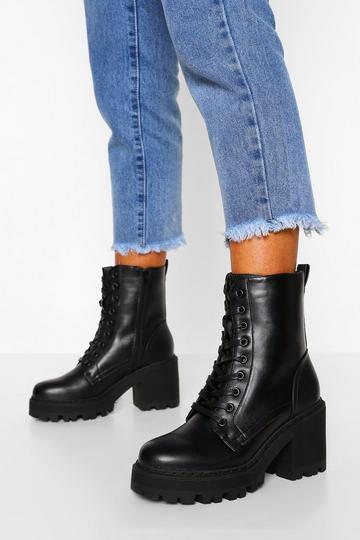 Lace Up Chunky Hiker Boots black