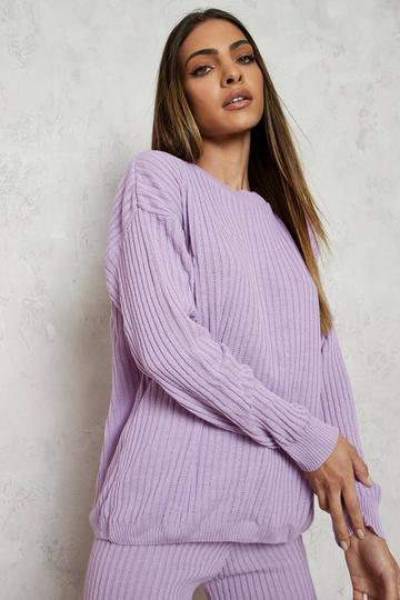 Slouchy Rib Knitted Tracksuit lilac
