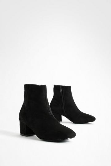 Wide Fit Low Block Heel Shoe Boots black