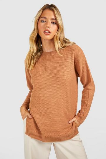 Round Neck Lightweight Sweater tan