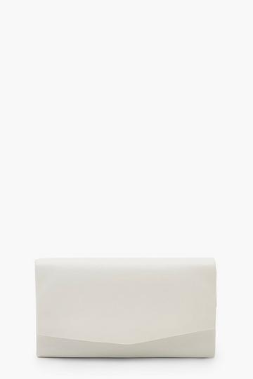 White Smooth PU Structured Clutch Bag & Chain
