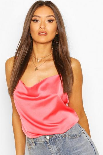 Coral Pink Cowl Neck Cami Top