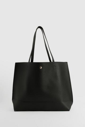 Large Popper Tote Shopper Bag black