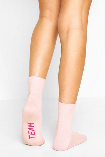 Team Bride Ribbed Socks pink