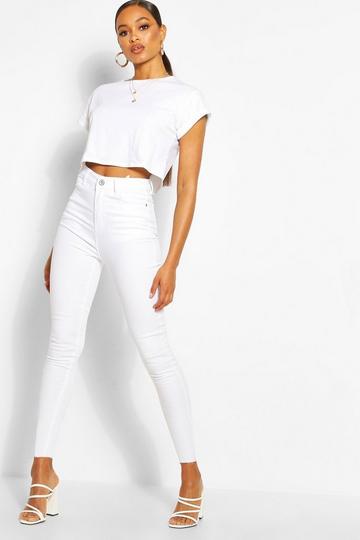 Blanc Jean taille haute coupe skinny