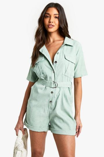 Cord Utility Romper sage