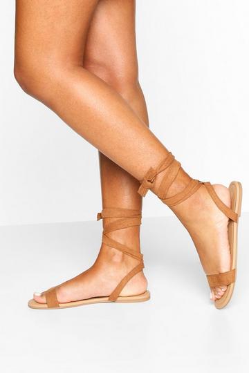 Tan Brown Basic Wrap Sandals