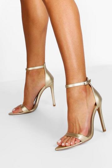 Gold Metallic Pointed Toe Barely There Heels