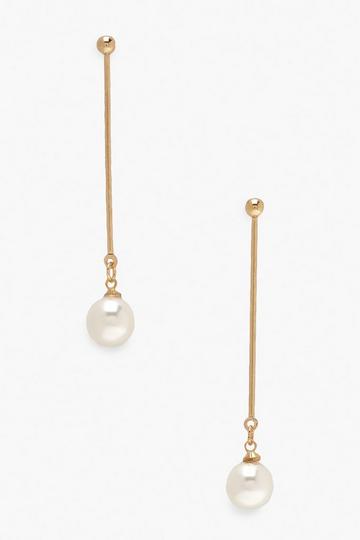Bar Drop Pearl Earrings gold