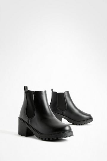 Wide Fit Chunky Elastic Chelsea Boots black