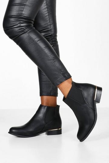 Wide Fit Metal Trim Chelsea Boots black