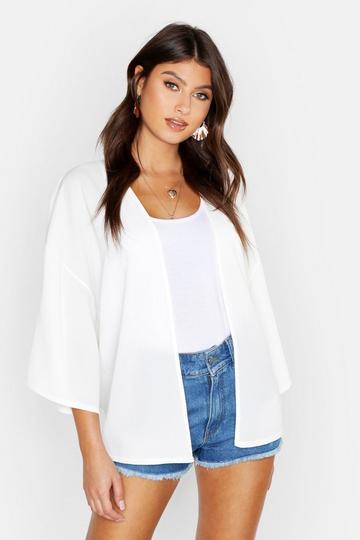 Cream White Chiffon Kimono