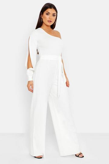 Split Sleeve Jumpsuit white
