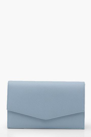 Blue Grainy PU Envelope Clutch Bag and Chain