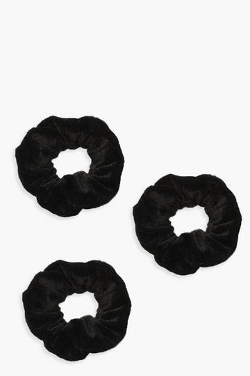 3 Pack Velvet Scrunchies black