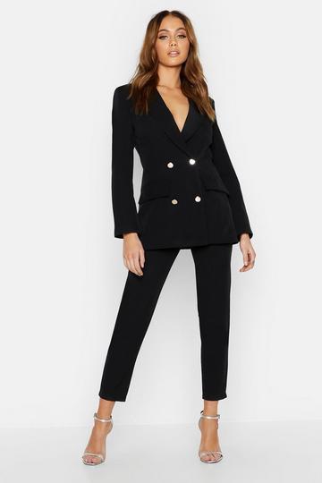 Black Double Breasted Military Blazer