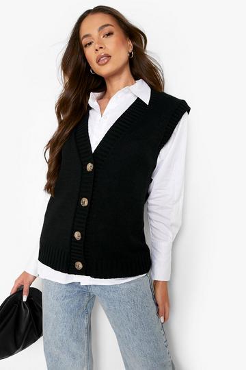 Black Long Sweater Vest