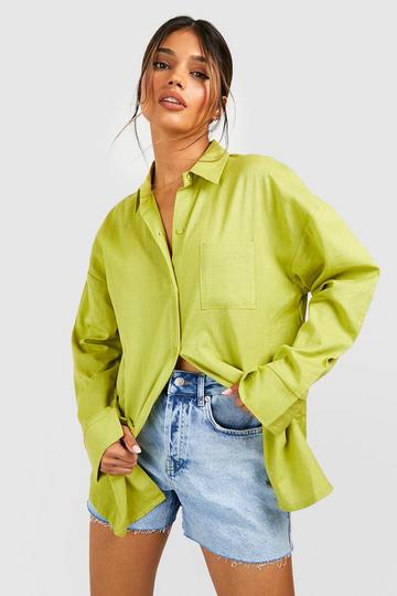 Linen Oversized Shirt chartreuse